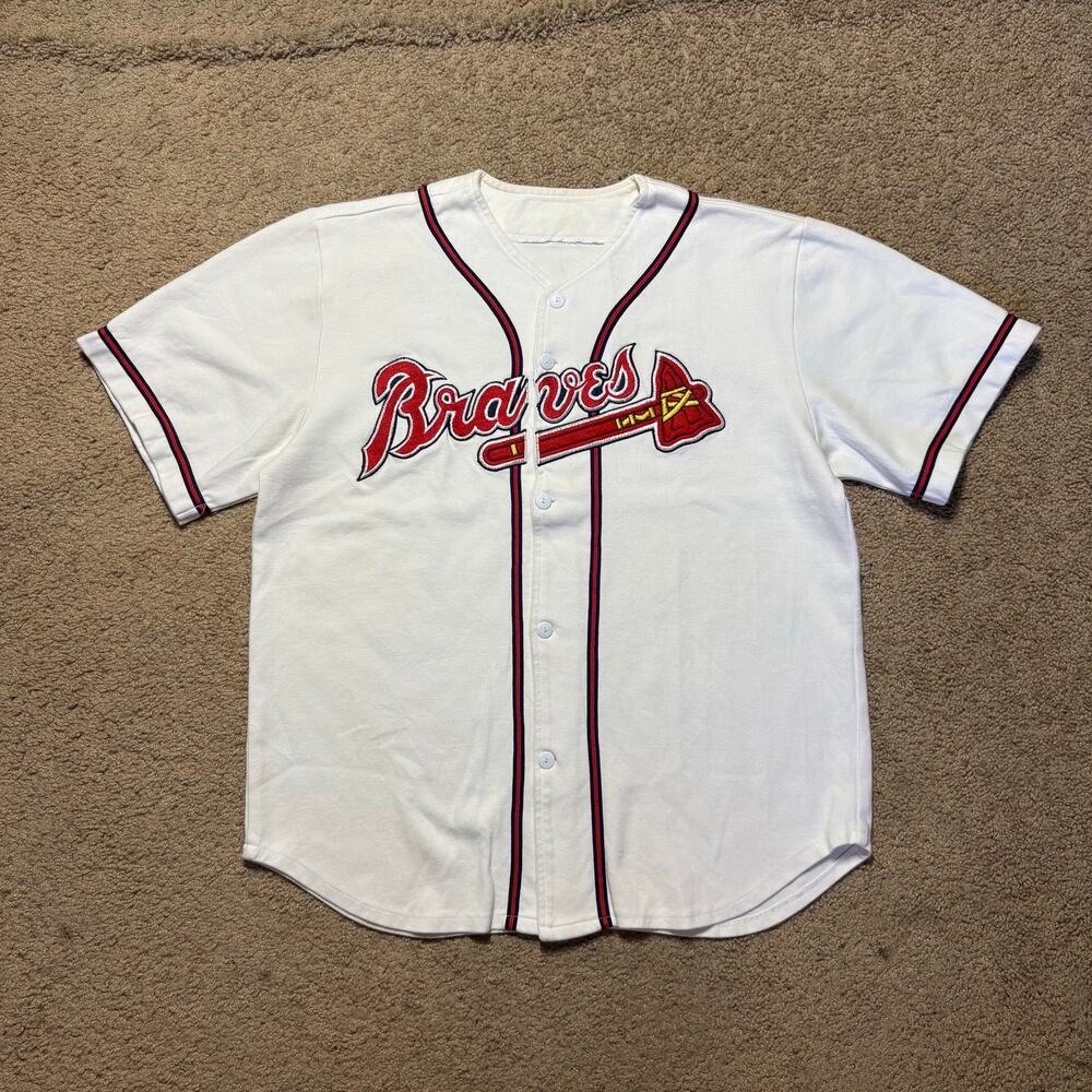Vintage 90’s Braves Cotton Baseball Jersey Men’s White